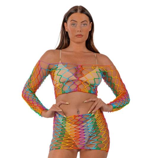 Lace by LJ Rainbow Crop Top and Skirt Set