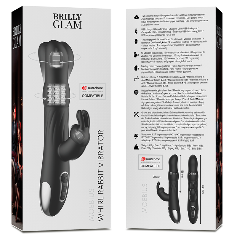 BRILLY GLAM- VIBRATORE E ROTATORE CONIGLIO MOEBIUS COMPATIBILE CON LA TECNOLOGIA WIRELESS WATCHME