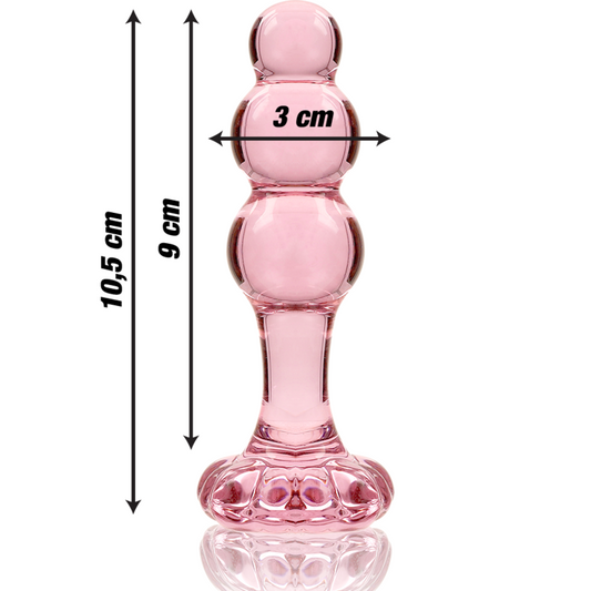 NEBULA SERIES BY IBIZA - MODELLO 1 PLUG ANALE VETRO BOROSILICATO ROSA 10.5 CM -O- 3 CM