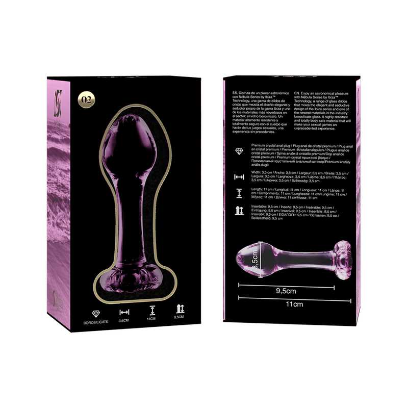 NEBULA SERIES BY IBIZA - MODELLO 2 PLUG ANALE VETRO BOROSILICATO ROSA 11 CM -O- 3.5 CM
