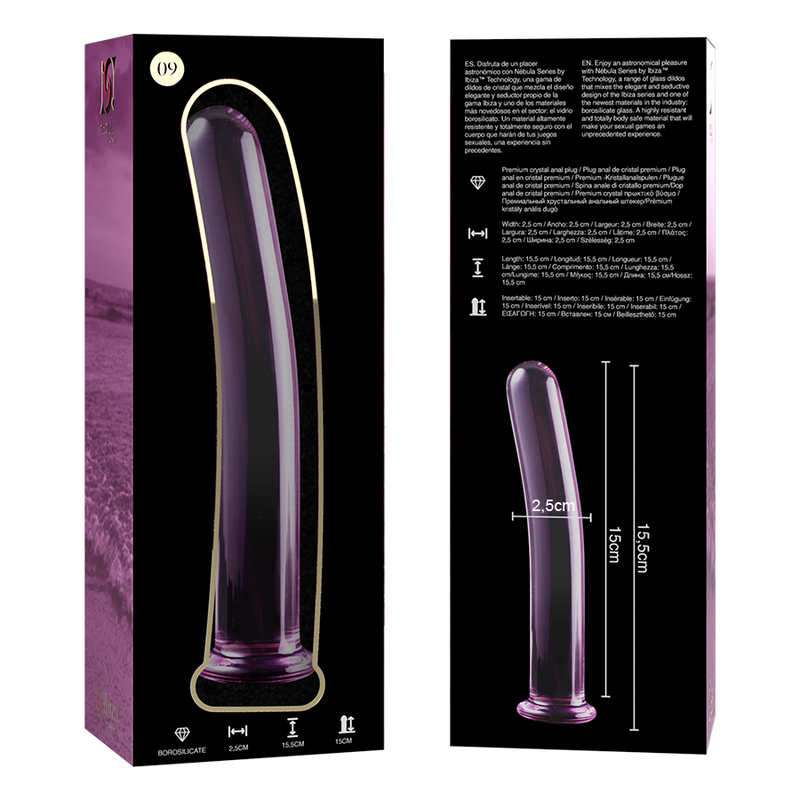 NEBULA SERIES BY IBIZA - MODELLO 9 DILDO IN VETRO BOROSILICATO ROSA 15.5 CM -O- 2.5 CM