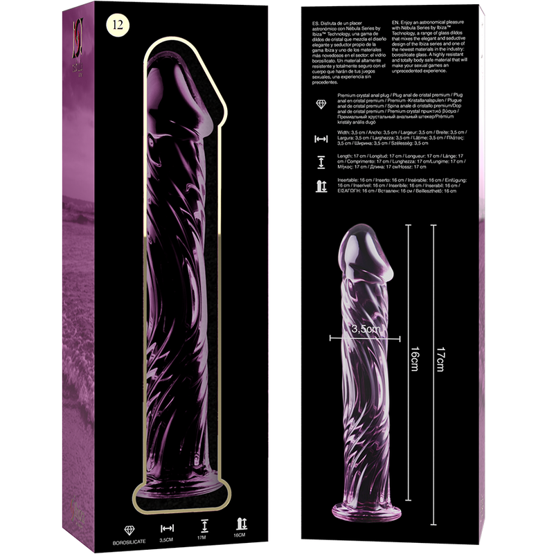 NEBULA SERIES BY IBIZA - MODELLO 12 DILDO IN VETRO BOROSILICATO ROSA 17 CM -O- 3.5 CM