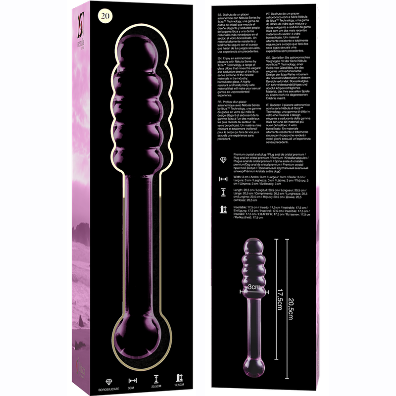 NEBULA SERIES BY IBIZA - MODELLO 20 DILDO IN VETRO BOROSILICATO ROSA 20.5 CM -O- 3 CM