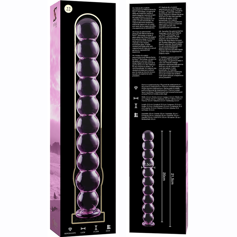 NEBULA SERIES BY IBIZA - MODELLO 22 DILDO IN VETRO BOROSILICATO ROSA 21.5 CM -O- 2.5 CM