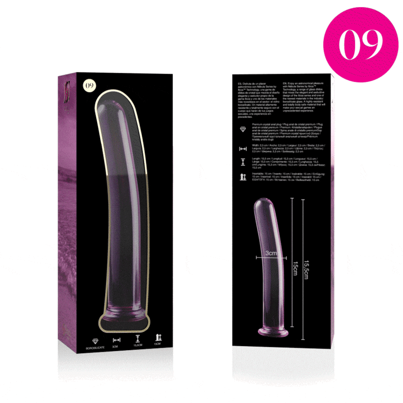 NEBULA SERIES BY IBIZA - MODELLO 9 DILDO IN VETRO BOROSILICATO ROSA 15.5 CM -O- 2.5 CM