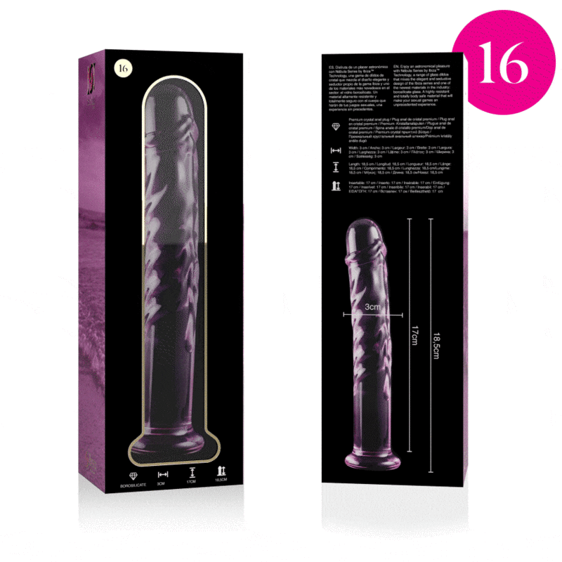 NEBULA SERIES BY IBIZA - MODELLO 16 DILDO IN VETRO BOROSILICATO ROSA 18.5 CM -O- 3 CM