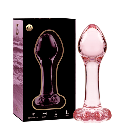 NEBULA SERIES BY IBIZA - MODELLO 2 PLUG ANALE VETRO BOROSILICATO ROSA 11 CM -O- 3.5 CM