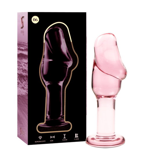 NEBULA SERIES BY IBIZA - MODELLO 6 PLUG ANALE VETRO BOROSILICATO ROSA 12.5 CM -O- 4 CM