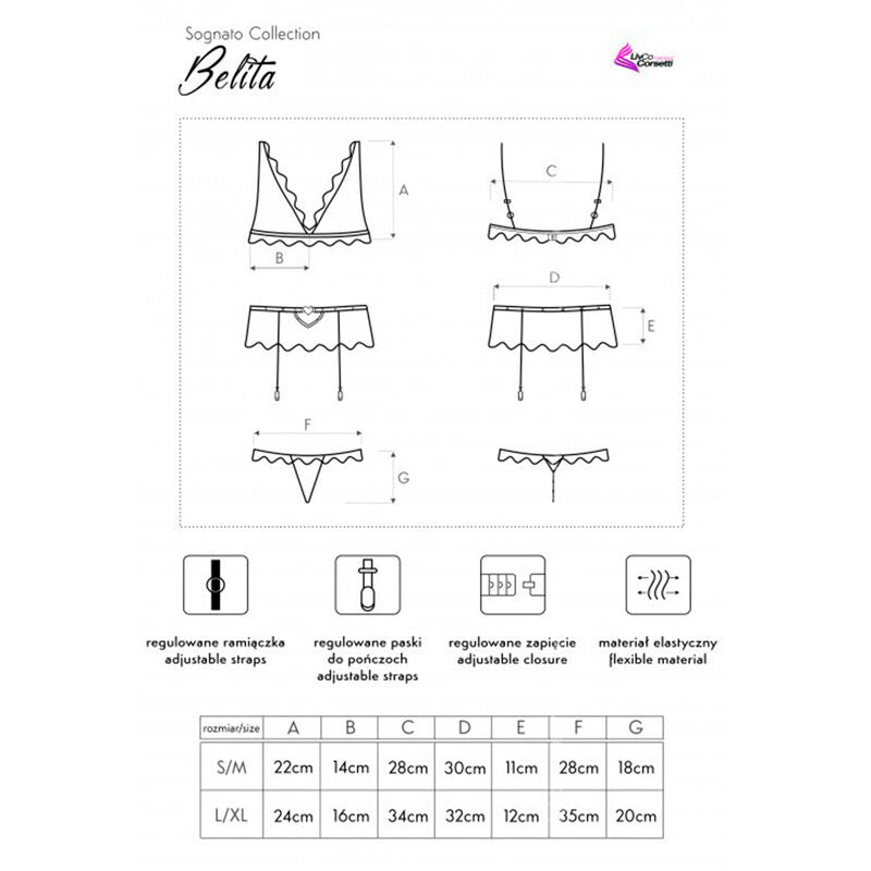 LIVCO CORSETTI FASHION - BELITA LC 90231 REGGISENO + SLIP + REGGISENO NERO L/XL