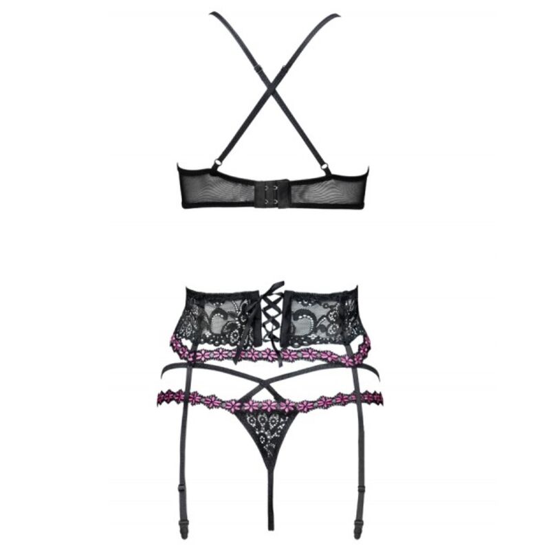 LIVCO CORSETTI FASHION - SNEHANA LC 90443 REGGISENO + REGGISENO + SLIP NERO L/XL