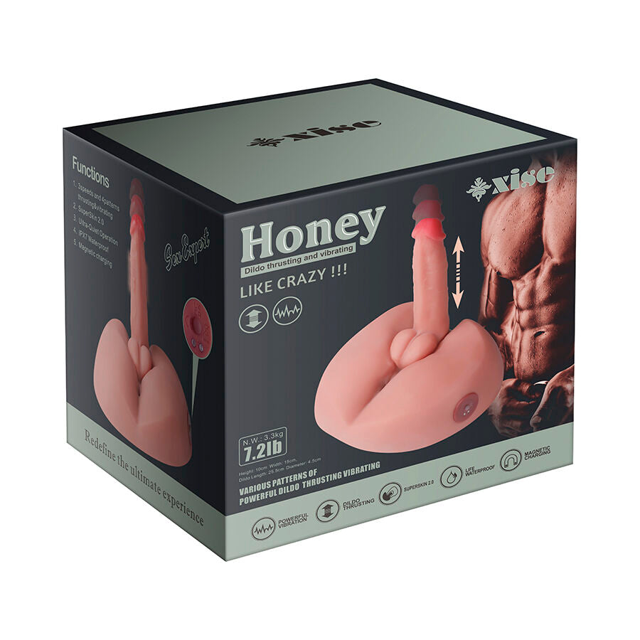 XISE - MIELE DILDO MASTURBATORE REALISTICO CON VIBRAZIONE 25 CM