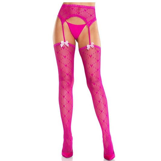 LEG AVENUE - CALZE A CUORE CON GIARRETTIERE MAGENTA