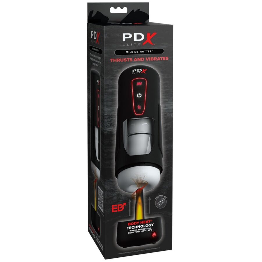 PDX ELITE - MASTURBATORE AUTOMATICO MILK ME HOTTER CON VIBRAZIONE A SPINTA E EFFETTO CALORE