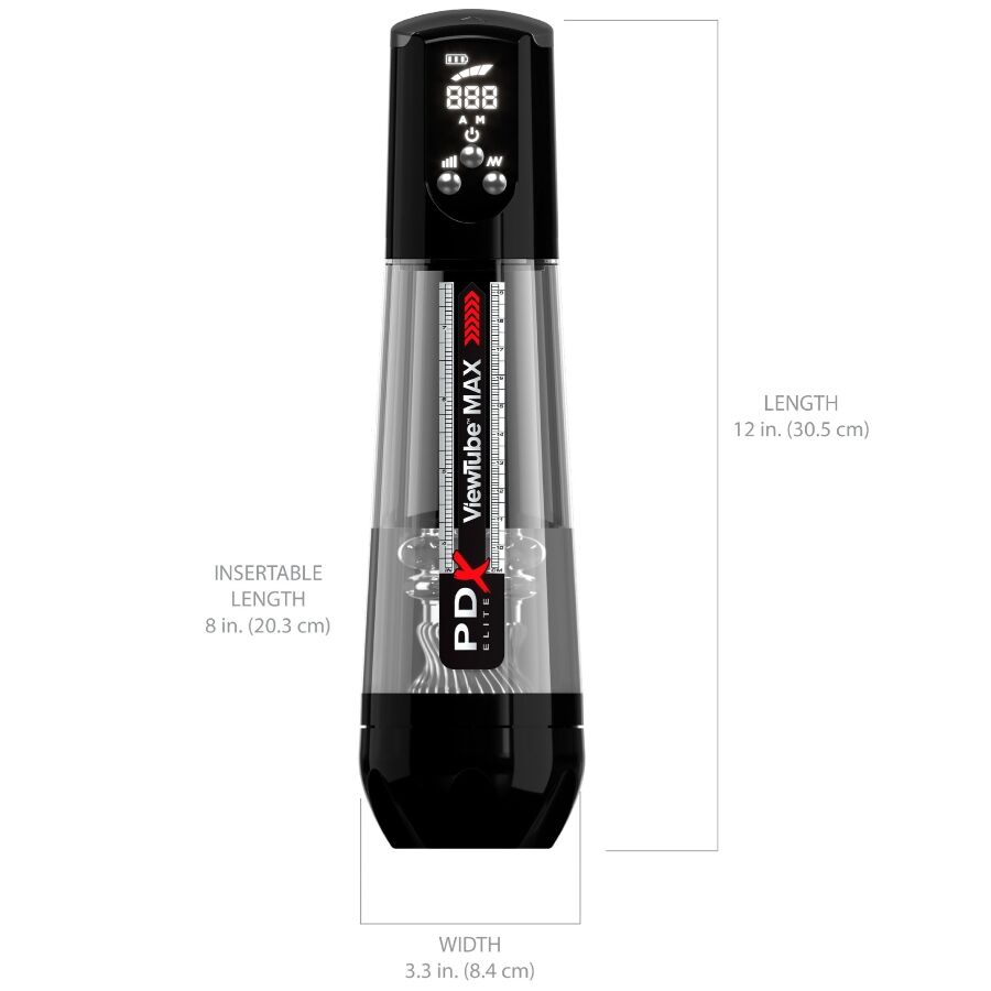 PDX ELITE - VIEWTUBE MAX VIEW MASTURBATORE AUTOMATICO CON ASPIRAZIONE TRASPARENTE