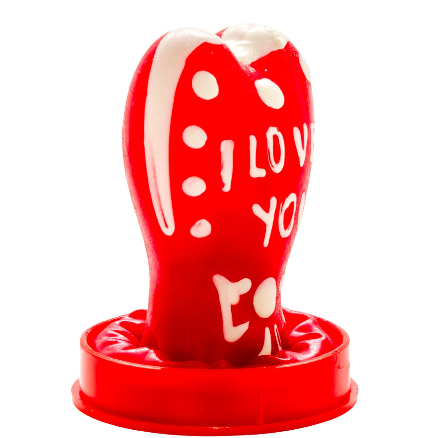 CONDOMERIE - PRESERVATIVI NOVITÀ DIPINTI A MANO CUORE - MODELLO I LOVE YOU 1