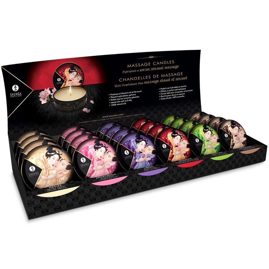 SHUNGA - MINI CARESS BY CANDLELIGHT ESPOSITORE CANDELE DA MASSAGGIO 24 UNITÀ