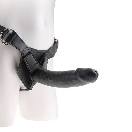 KING COCK - IMBRACATURA PER CAZZO KING CON PENE NERO REALISTICO 22,9 CM
