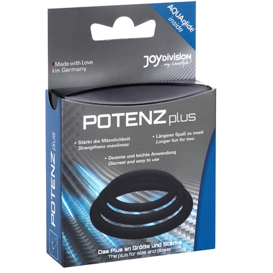 JOYDIVISION POTENZDUO - PLUS SET 3 ANELLI NERO - S, M, L