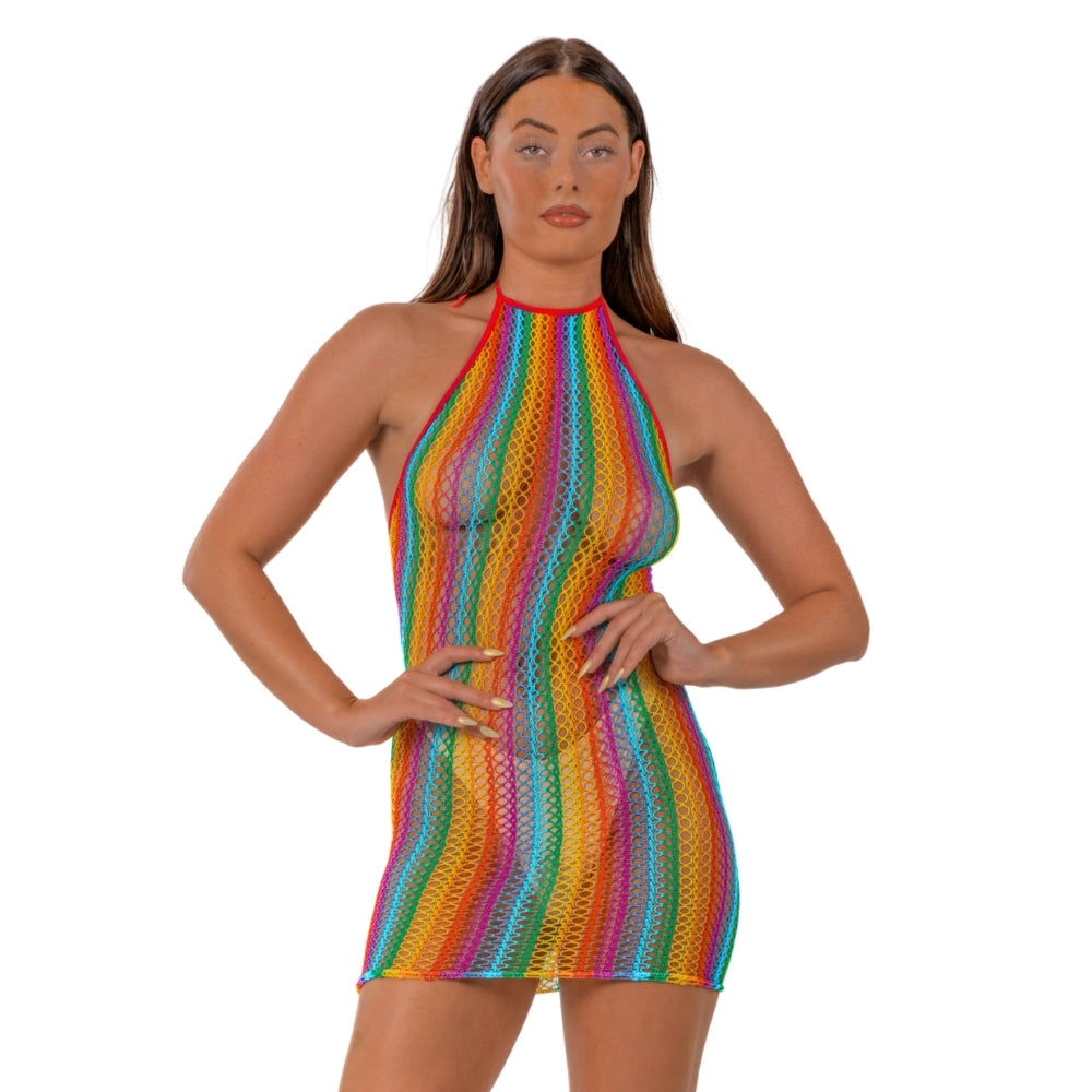 Lace by LJ Rainbow Halter Neck Dress