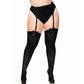 LEG AVENUE - CALZINI IN NYLON NERO CON FIOCCO NERO TAGLIA PLUS
