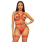 LEG AVENUE - KINK - IMBRACATURA CON O-RING CON BORCHIE TEDDY TAGLIA M - ROSSO