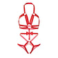 LEG AVENUE - KINK - IMBRACATURA CON O-RING CON BORCHIE TEDDY TAGLIA M - ROSSO
