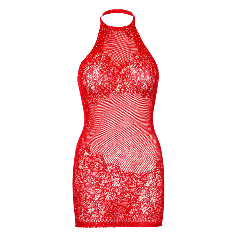 LEG AVENUE - MINI ABITO CON STRASS TAGLIA UNICA - ROSSO