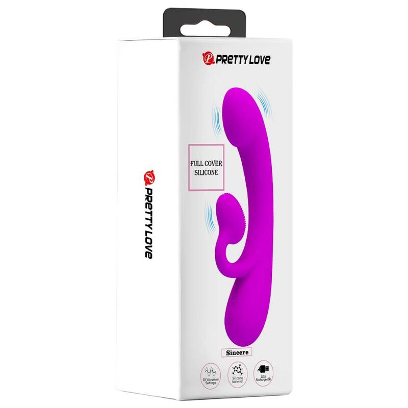 PRETTY LOVE - VIBRATORE SINCERO E ONDE STIMOLANTI PER IL CLITORIDE SILICONE VIOLA