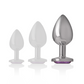INTENSE - PLUG ANALE IN METALLO ALLUMINIO CON CRISTALLO VIOLA MISURA L