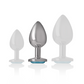 INTENSE - PLUG ANALE IN METALLO ALLUMINIO CON VETRO BLU TAGLIA M