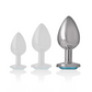 INTENSE - PLUG ANALE IN METALLO ALLUMINIO CON CRISTALLO BLU TAGLIA L