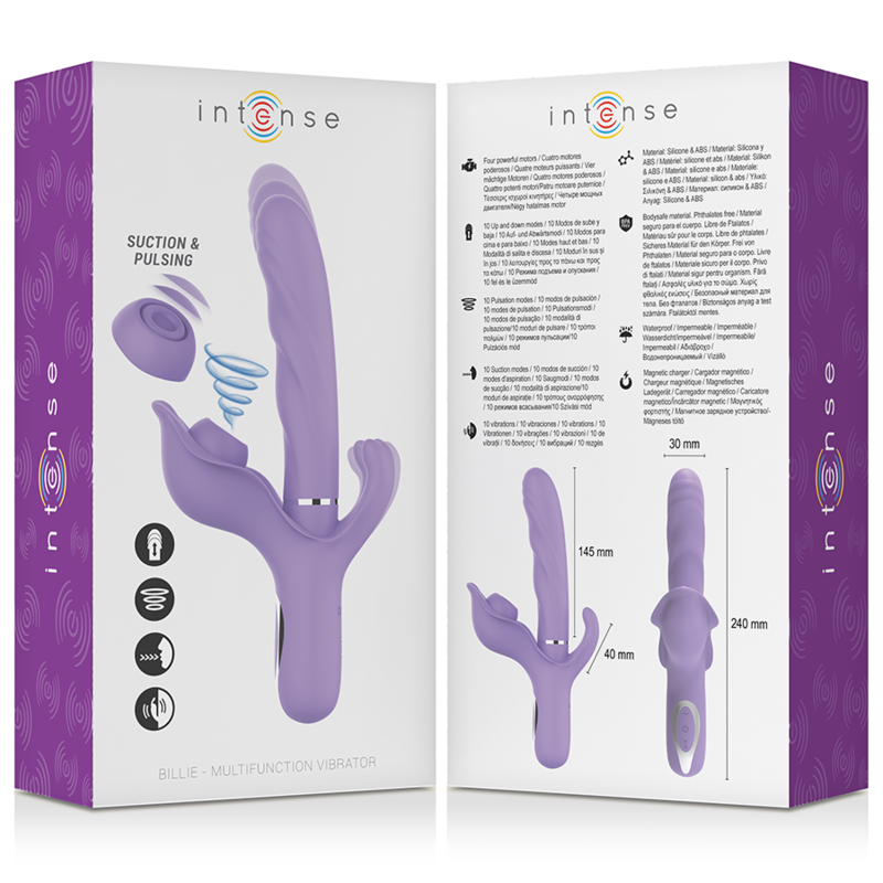 INTENSE - BILLIE VIBRATORE MULTIFUNZIONE RICARICABILE ONDE STIMOLANTI CON PULSANTE VIOLA