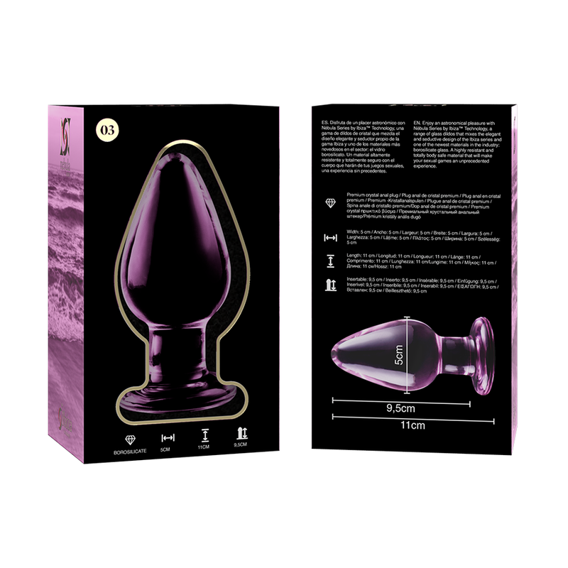 NEBULA SERIES BY IBIZA - MODELLO 3 PLUG ANALE VETRO BOROSILICATO ROSA 11 CM -O- 5 CM
