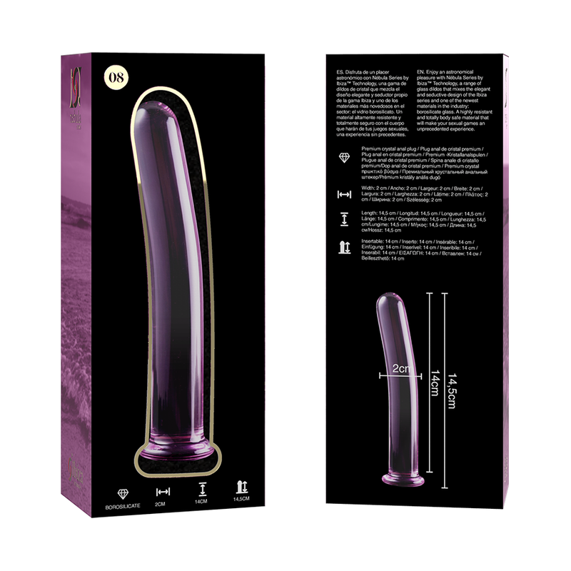 NEBULA SERIES BY IBIZA - MODELLO 8 DILDO IN VETRO BOROSILICATO ROSA 14.5 CM -O- 2 CM