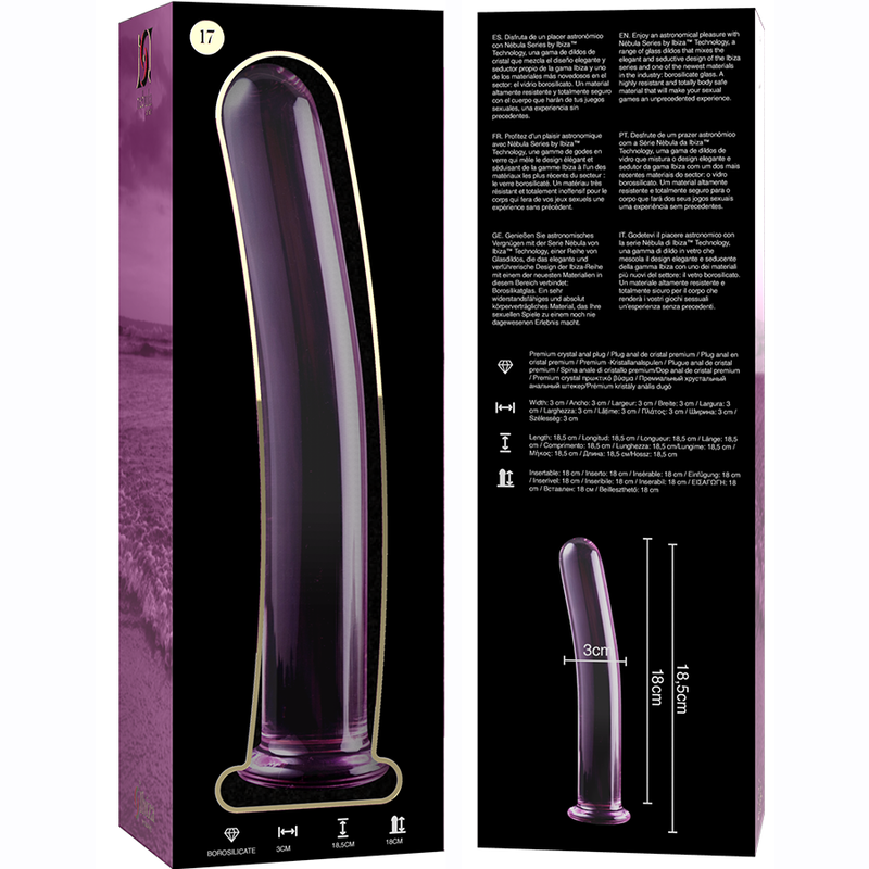 NEBULA SERIES BY IBIZA - MODELLO 17 DILDO IN VETRO BOROSILICATO ROSA 18.5 CM -O- 3 CM