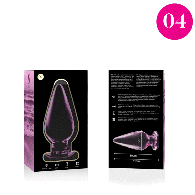 NEBULA SERIES BY IBIZA - MODELLO 4 PLUG ANALE VETRO BOROSILICATO ROSA 11 CM -O- 5 CM