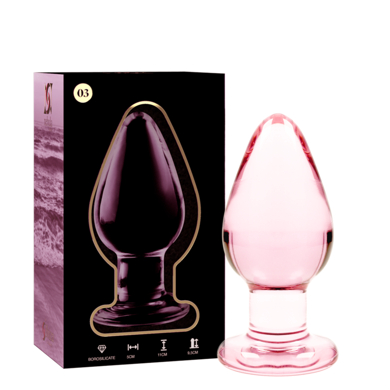 NEBULA SERIES BY IBIZA - MODELLO 3 PLUG ANALE VETRO BOROSILICATO ROSA 11 CM -O- 5 CM