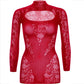 LEG AVENUE - MINI ABITO CON PIZZO MANICA LUNGA ROSSO