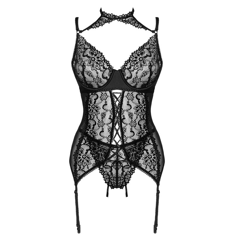 LIVCO CORSETTI FASHION - GIELLANDRA FOR THE SENSES COLLEZIONE CORSETTO + PANTY NERO L/XL