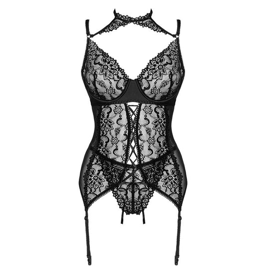 LIVCO CORSETTI FASHION - GIELLANDRA FOR THE SENSES COLLEZIONE CORSETTO + PANTY NERO L/XL