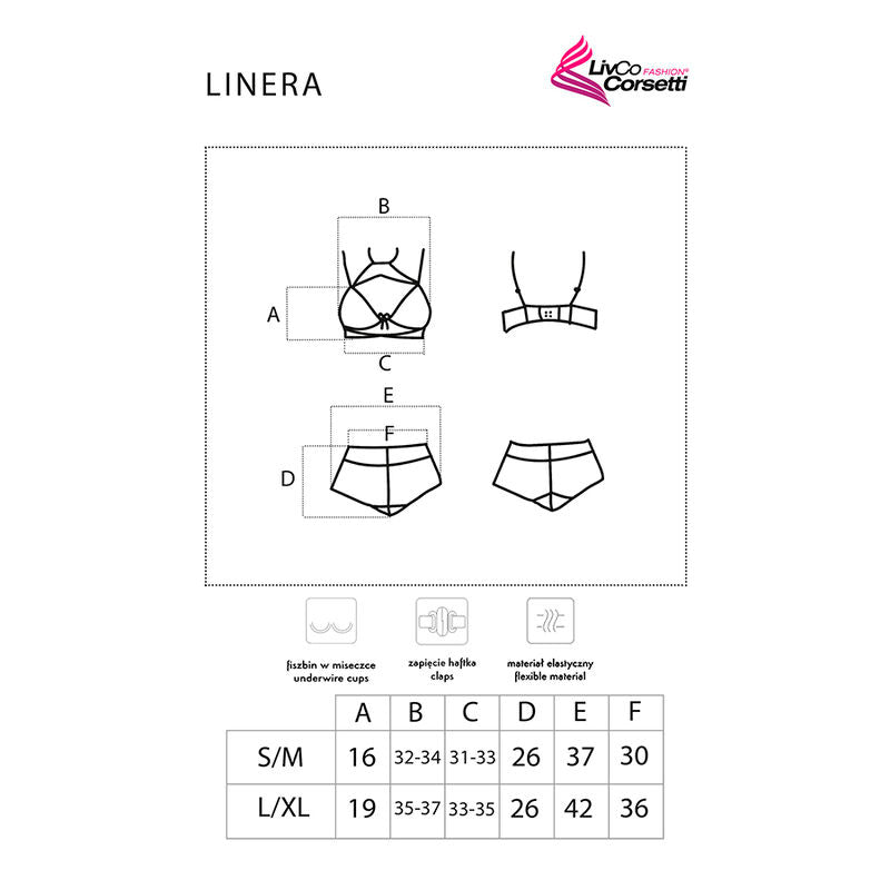 LIVCO CORSETTI FASHION - LINERA FOR THE SENSES COLLEZIONE BRA + PANTY NERO L/XL