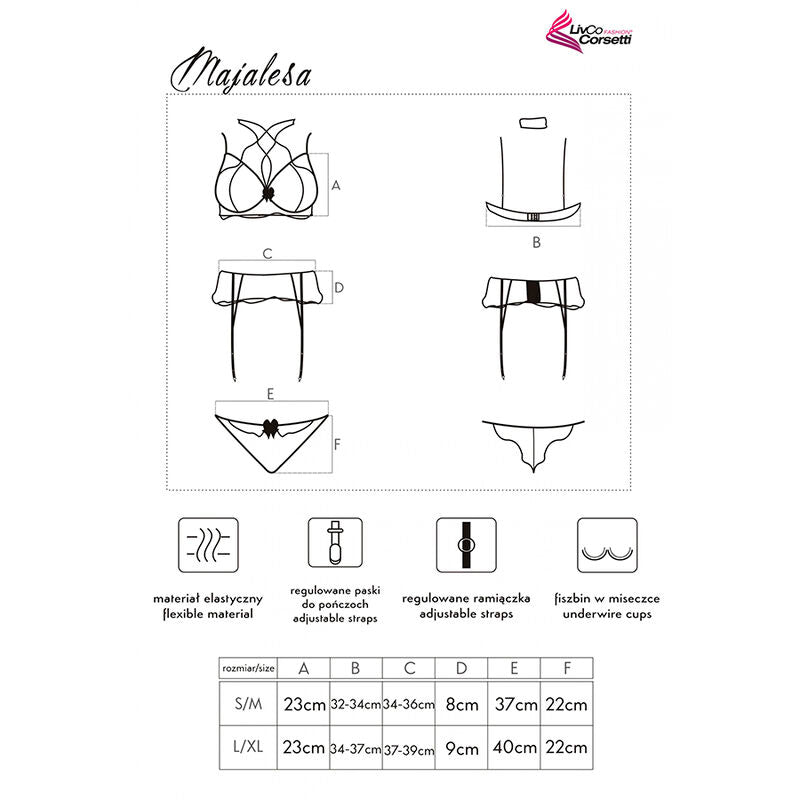 LIVCO CORSETTI FASHION - MAJALESA LC 90526 REGGISENO + REGGISENO + SLIP NERO L/XL