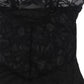 SUBBLIME - BABY DOLL CON SPALLINE REGOLABILI E PIZZO TRASPARENTE STAMPA FLOREALE NERO S/M