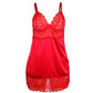 SUBBLIME - BABYDOLL IN RASO CON PIZZO ROSSO L/XL