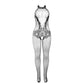 SUBBLIME - 951801 BODYSTOCKING A RETE E PIZZO SENZA CAVALLO CON COLLO ALTO NERO TAGLIA UNICA