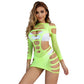 SUBBLIME - 952280 VESTITO ELASTICO A RETE MANICA LUNGA VERDE TAGLIA UNICA