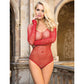 SUBBLIME - 952303 BODY LUCIDO CON SPALLE SCOPERTE MANICA LUNGA ROSSO TAGLIA UNICA
