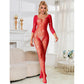 SUBBLIME - 952419 BODYSTOCKING A RETE CON STRASS MANICA LUNGA ROSSO TAGLIA UNICA
