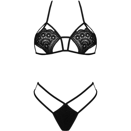 LIVCO CORSETTI FASHION - JIMENA LC 20216 REGGISENO + PERIZOMA NERO TAGLIA UNICA