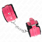 KINK - POGGIPOLSI PREMIUM FODERATI IN PELLICCIA NERI CON CINTURA ROSA LAMPONE REGOLABILE 17-29 CM X 6 CM